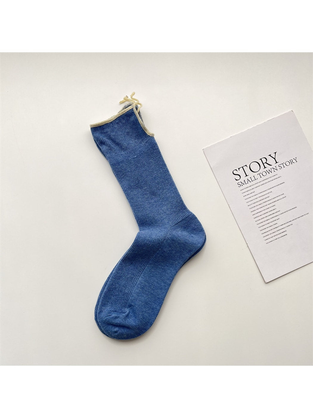 Rufia - Pastel Solid Ribbed Fashion Crew Socks