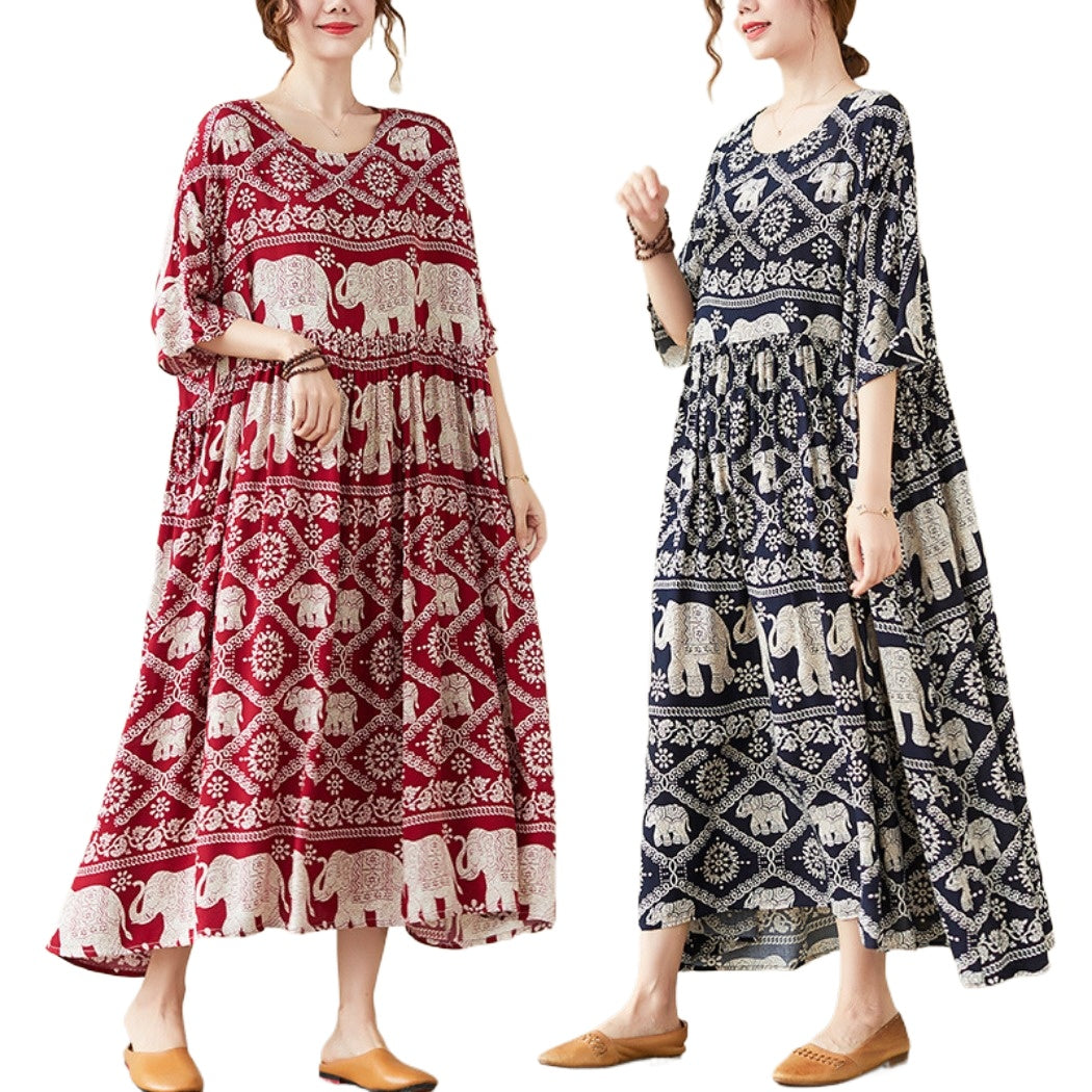 Troposa - Plus Size Boho Dress with Pockets