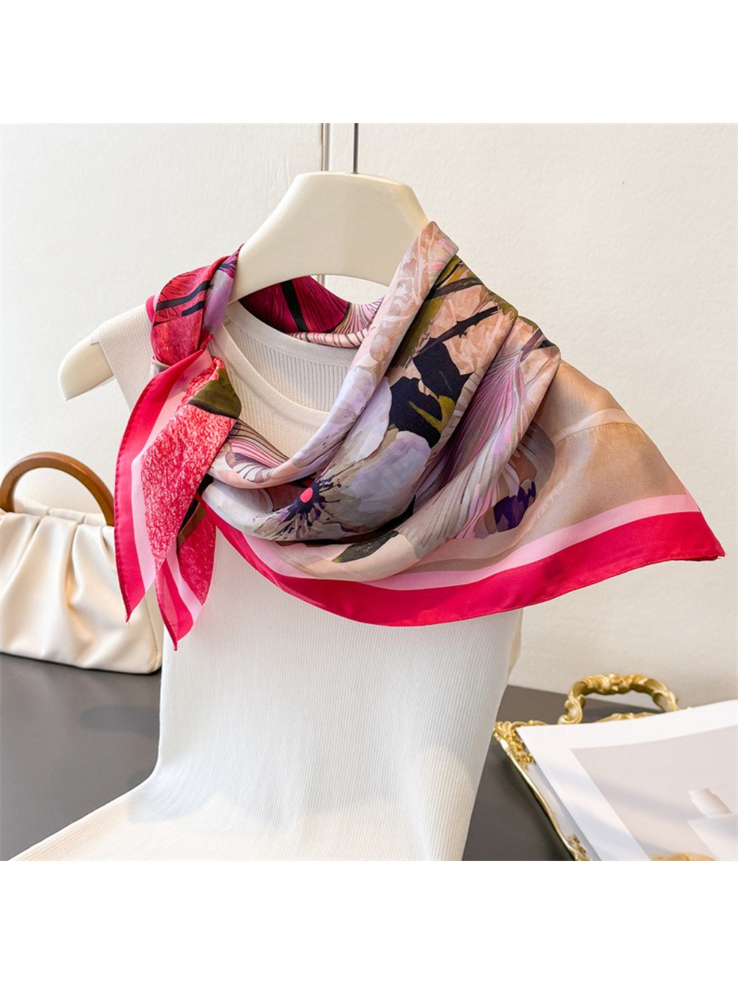 Scarvii - Romantic Floral Print Square Scarf