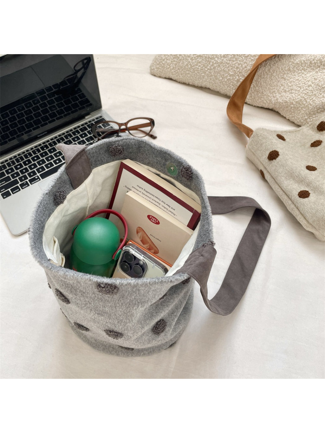 Cosbai - Polka Dot Soft Shoulder Bag