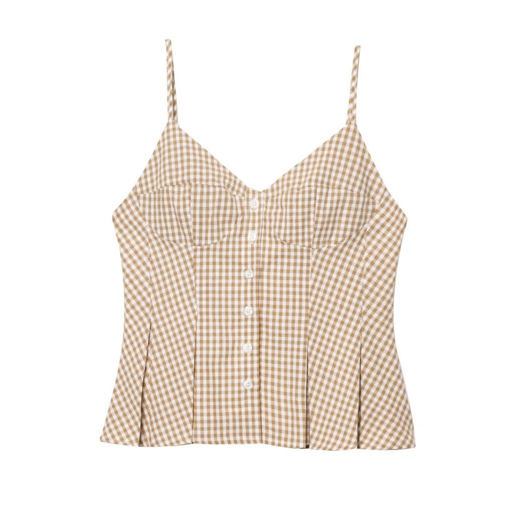Vesty - Vintage Checkered Tank Top - Playful & Cute
