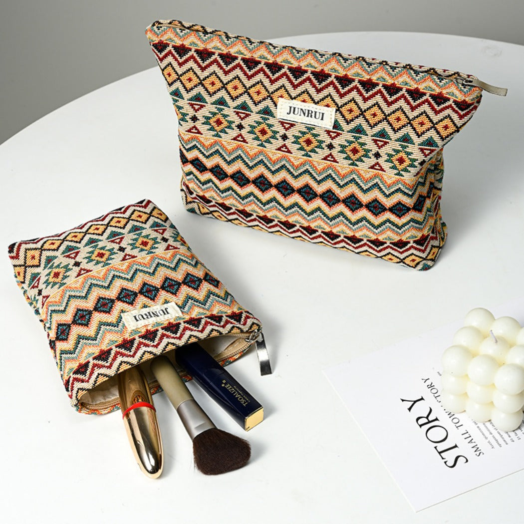 Cosbai - Boho Chic Clutch Makeup Bag With Zipper