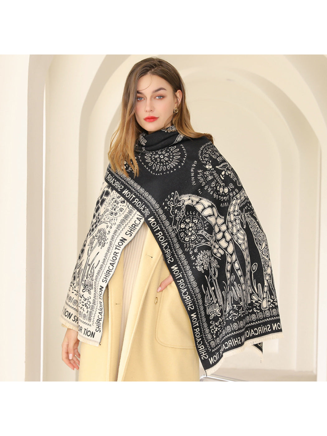 Scarvii - Reversible Graphic Fringe Winter Scarf