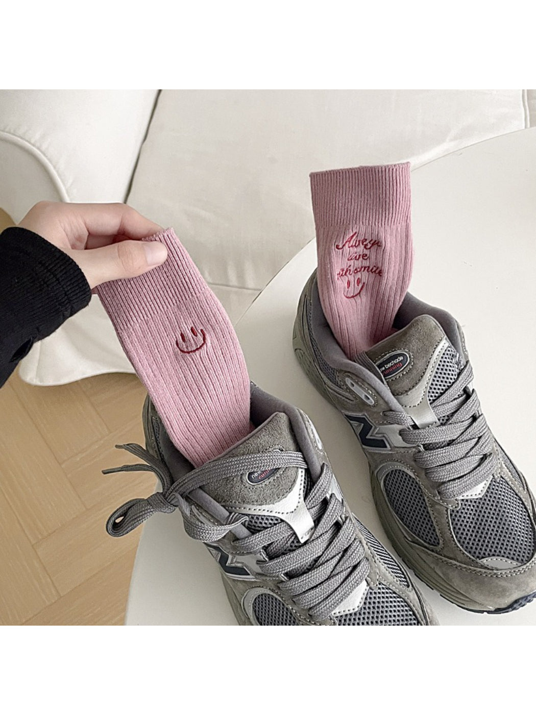 Rufia - Embroidered Smile Text Crew Socks product image 8