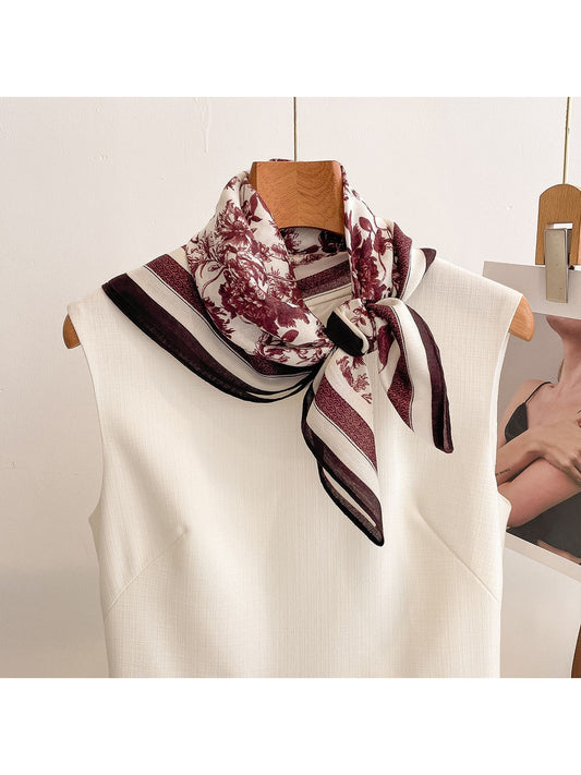 Scarvii - Botanical Print Simple Border Square Scarf