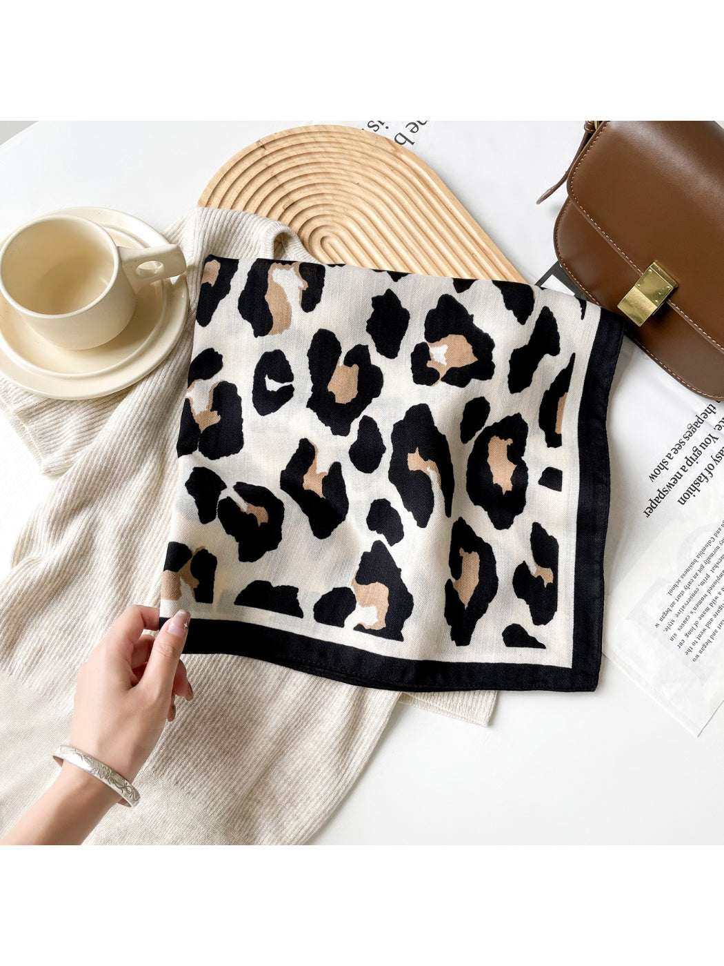 Scarvii - Classic Leopard Print Square Scarf