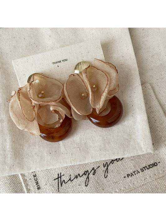 Earwish - Chiffon Flower Shaped Chic Earrings