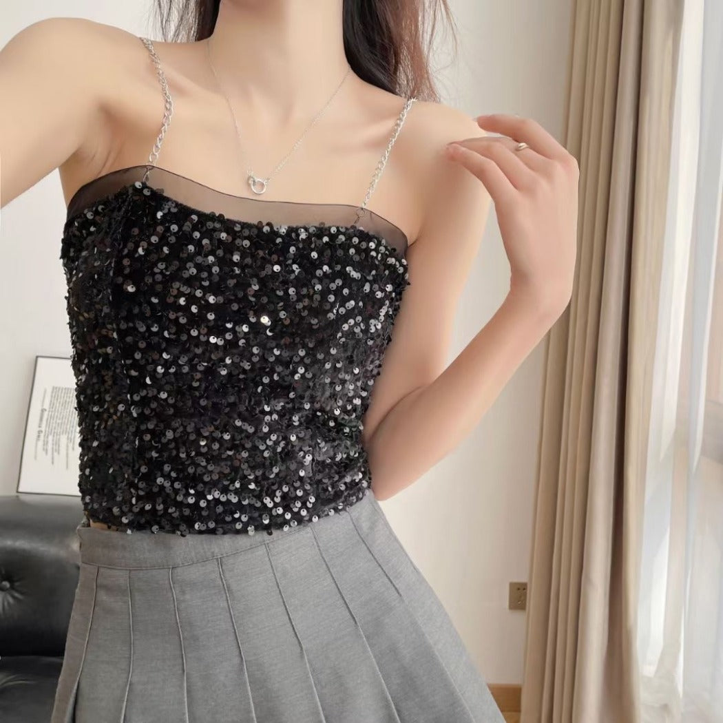Vesty - Bright Sequin Party Tank Top - Slimming & Chic