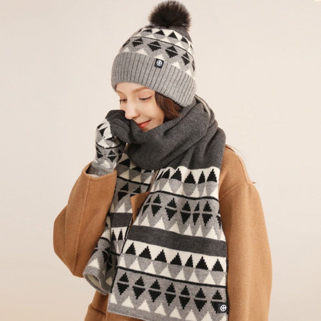 Valentine's Day 3-Piece Set: Knitted Hat, Scarf, and Gloves