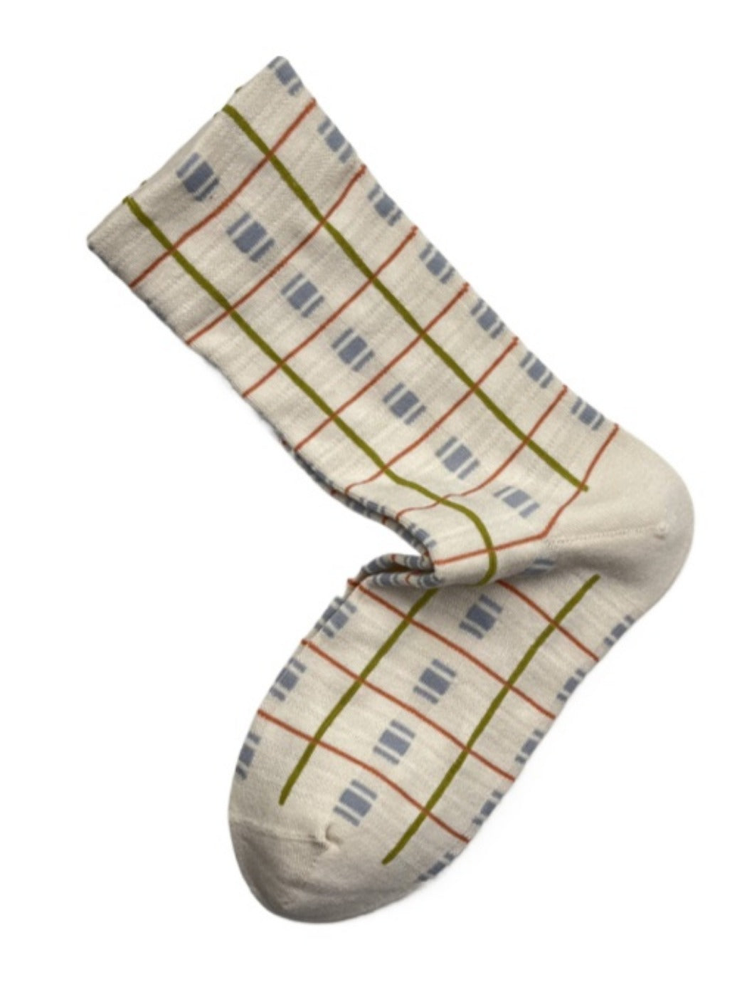 Rufia - Retro Mid-calf Socks with Line and Block Patterns