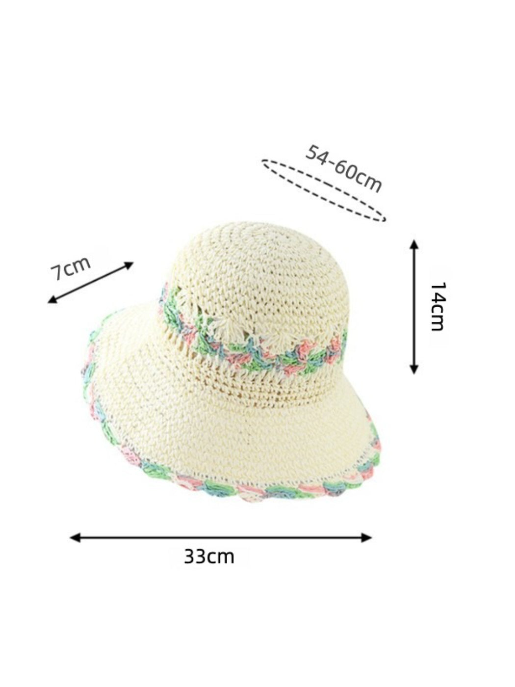 Haila - Floral Trim Wide Brim Summer Sun Hat