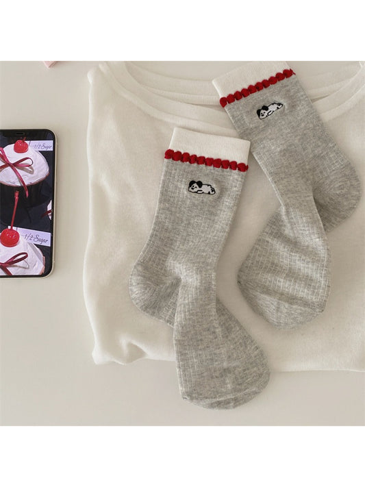 Rufia - Bear Trim Detail Ribbed Crew Socks product image 2
