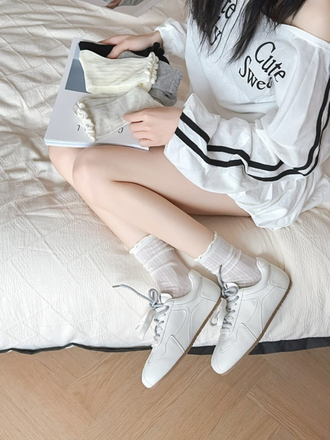 Rufia - Ruffle Ribbed Crew Socks