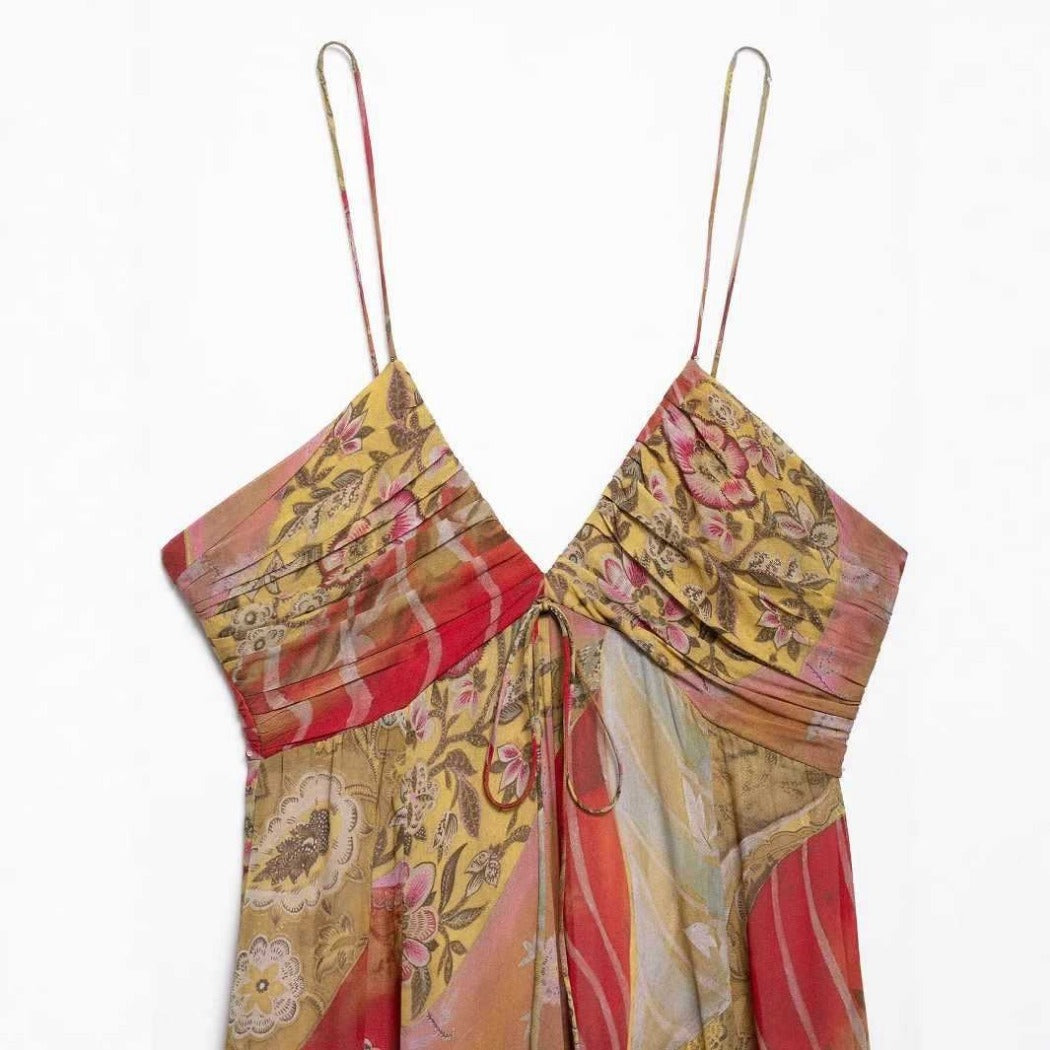 Troposa - Boho V-Neck Maxi Dress small - Beach Ready