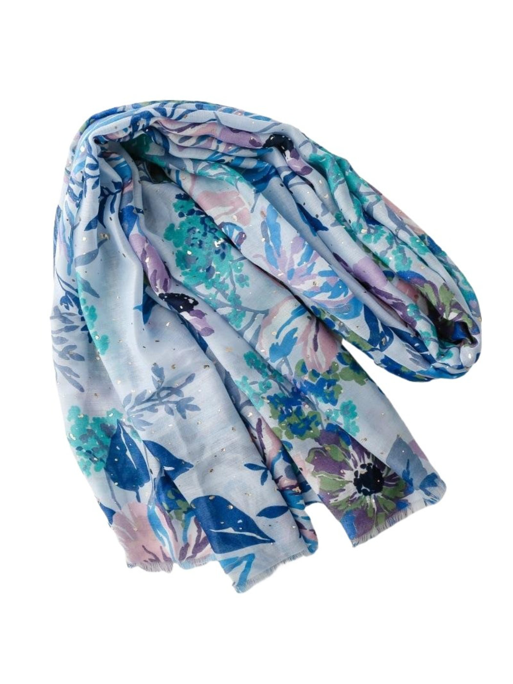 Scarvii Dreamy Bloom Print Scarf laid flat showing full floral pattern and color palette