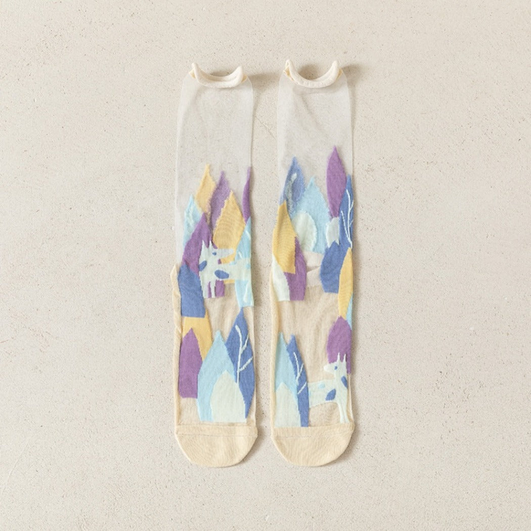 Rufia- Artistic Pattern Sheer Summer Socks