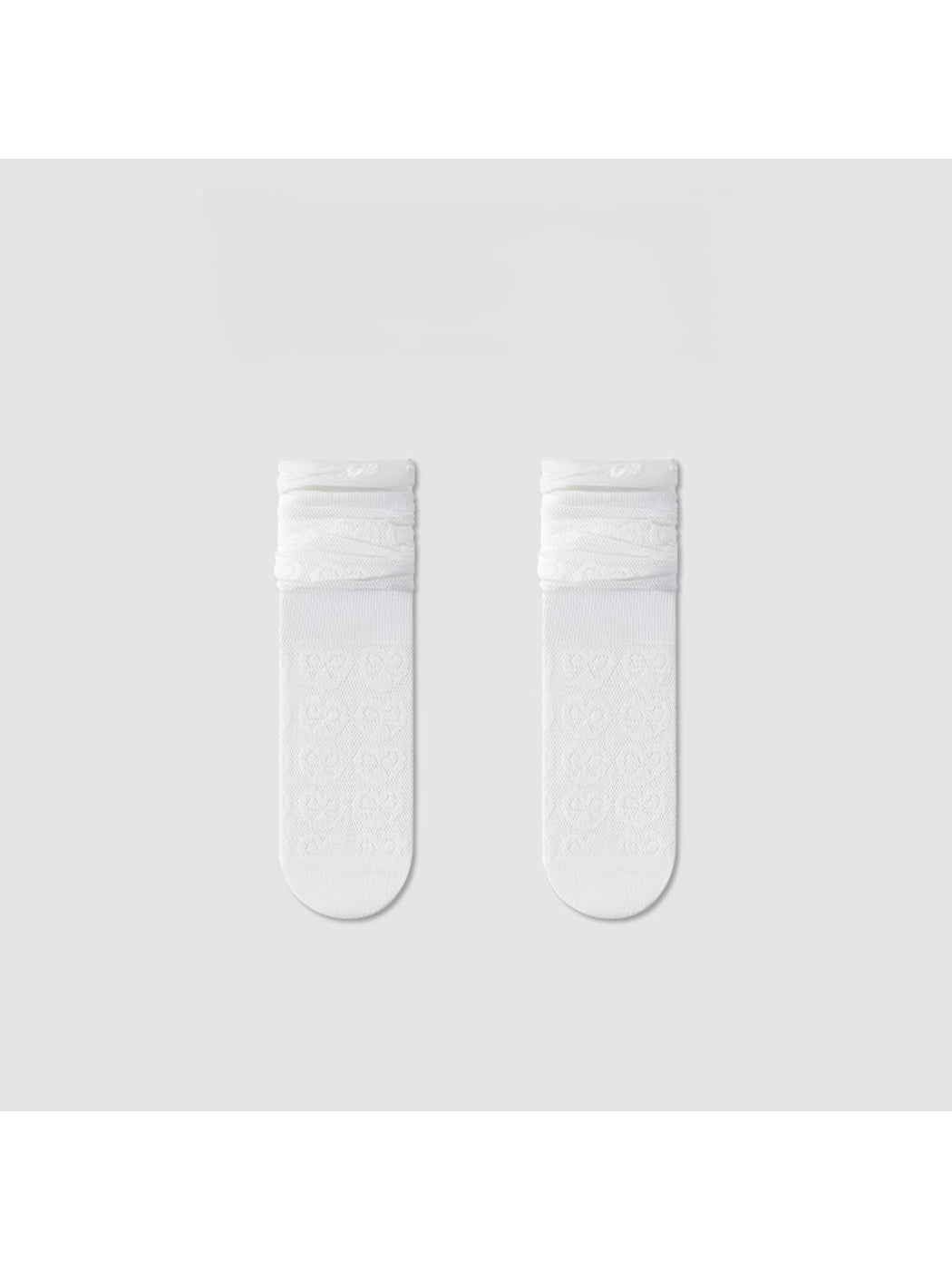 Rufia - Openwork Heart and Bow Pattern Crew Socks
