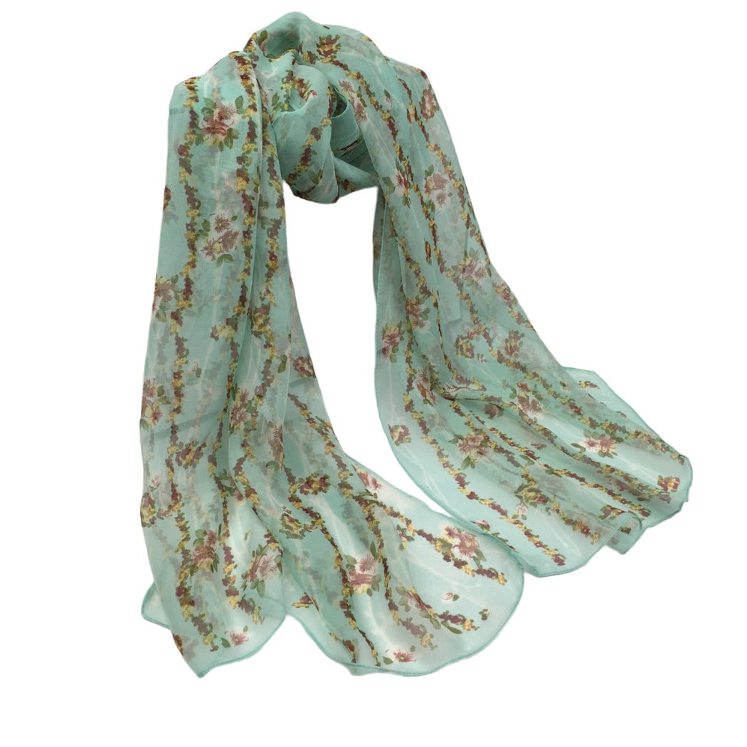 Scarvii - Vines Flower Print Scarf - Cool & Soft