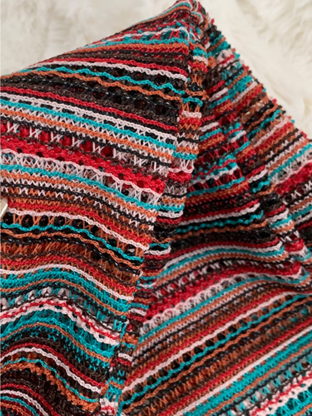 Scarvii - Stripe Color-Block Knit Long Narrow Scarf