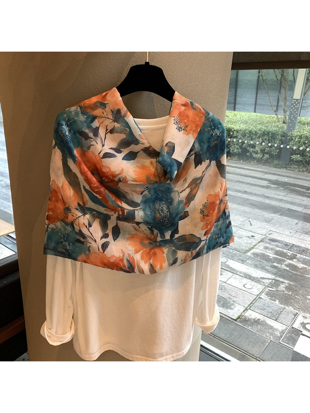 Scarvii - Floral Print Lightweight Fashion Shawl Scarf