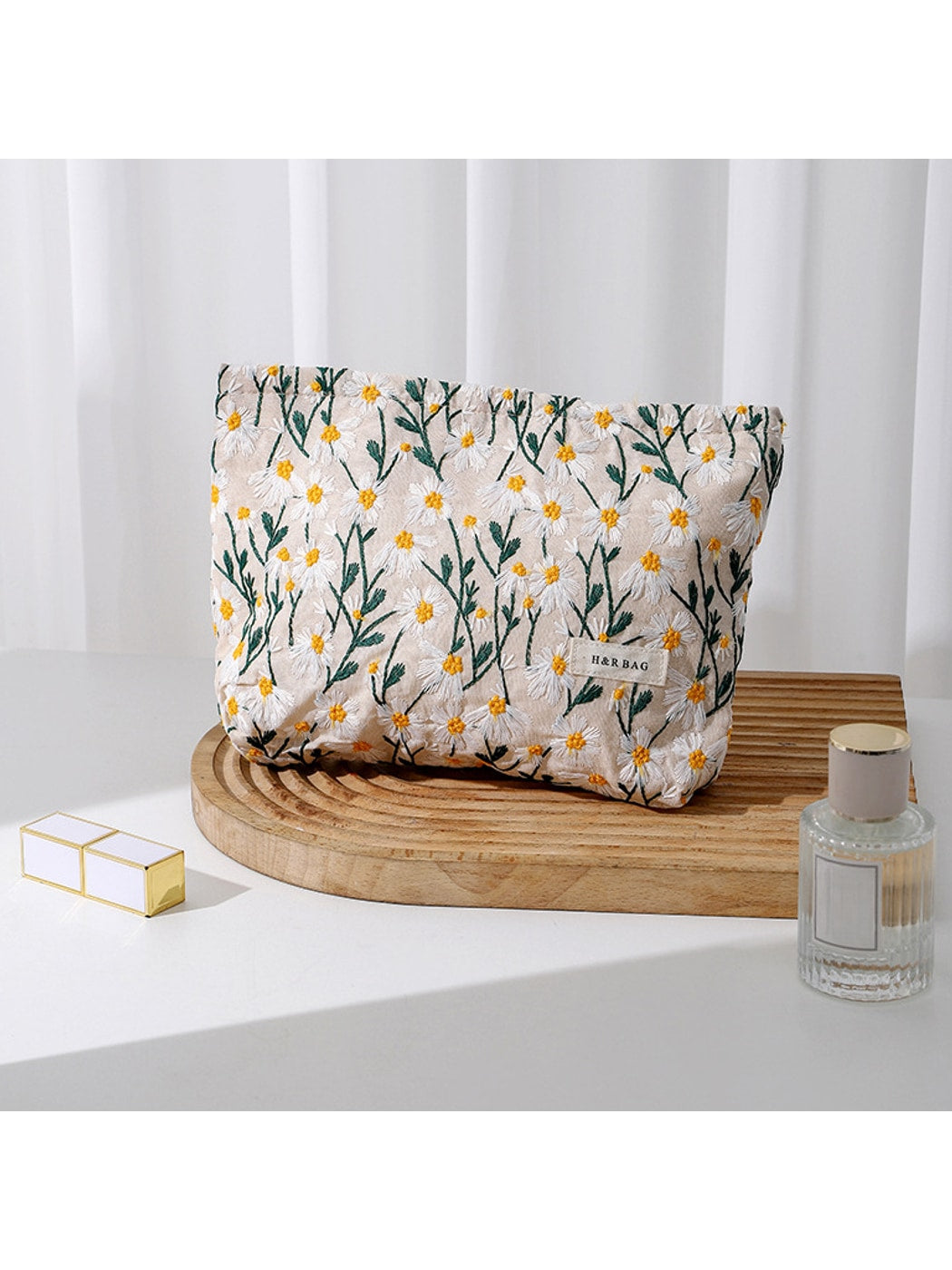 Cosbai - Daisy Pattern Makeup and Brush Storage Bag