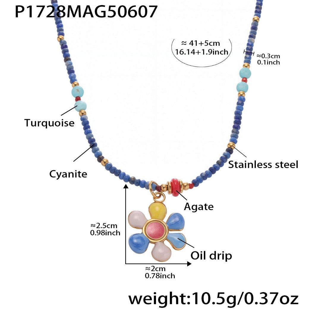 Bauai - Colorful Flat Bead Pendant Necklace - Elegant & Charming