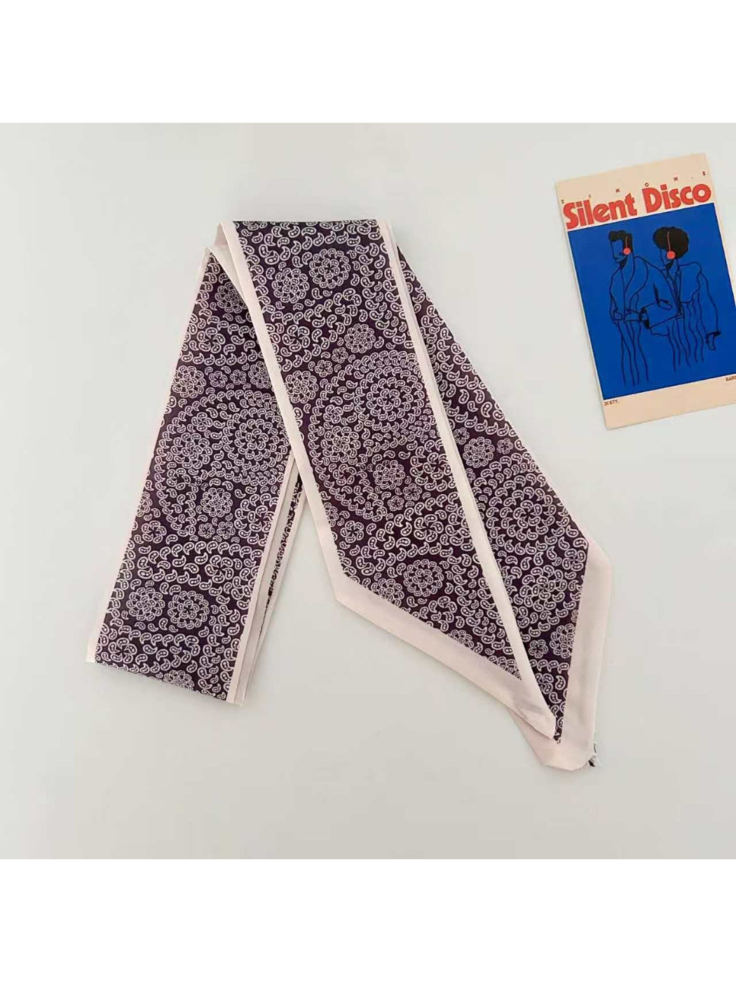 Scarvii Scroll Motif Skinny Scarf
