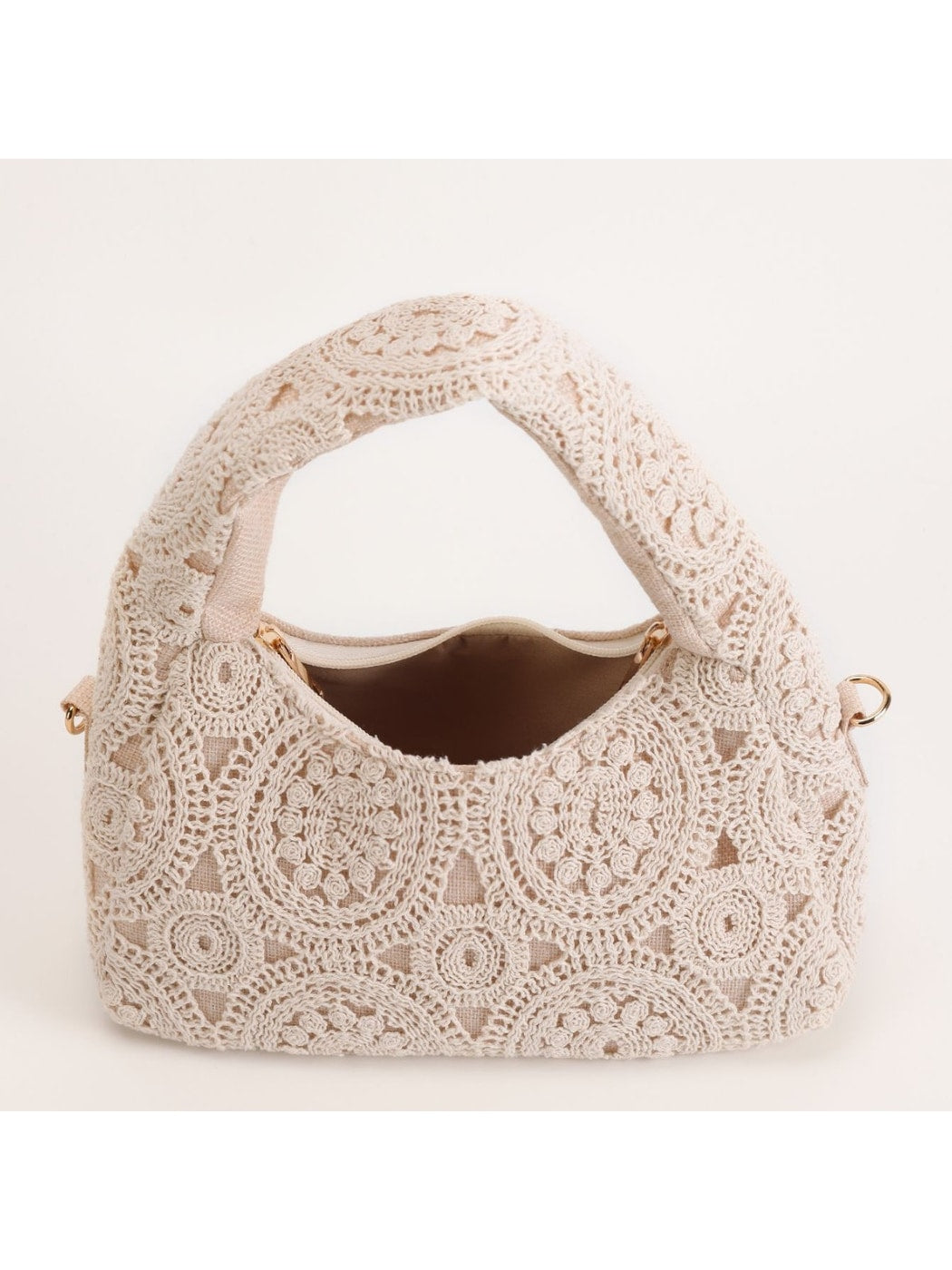 Cosbai - Beige Floral Woven Style Handbag