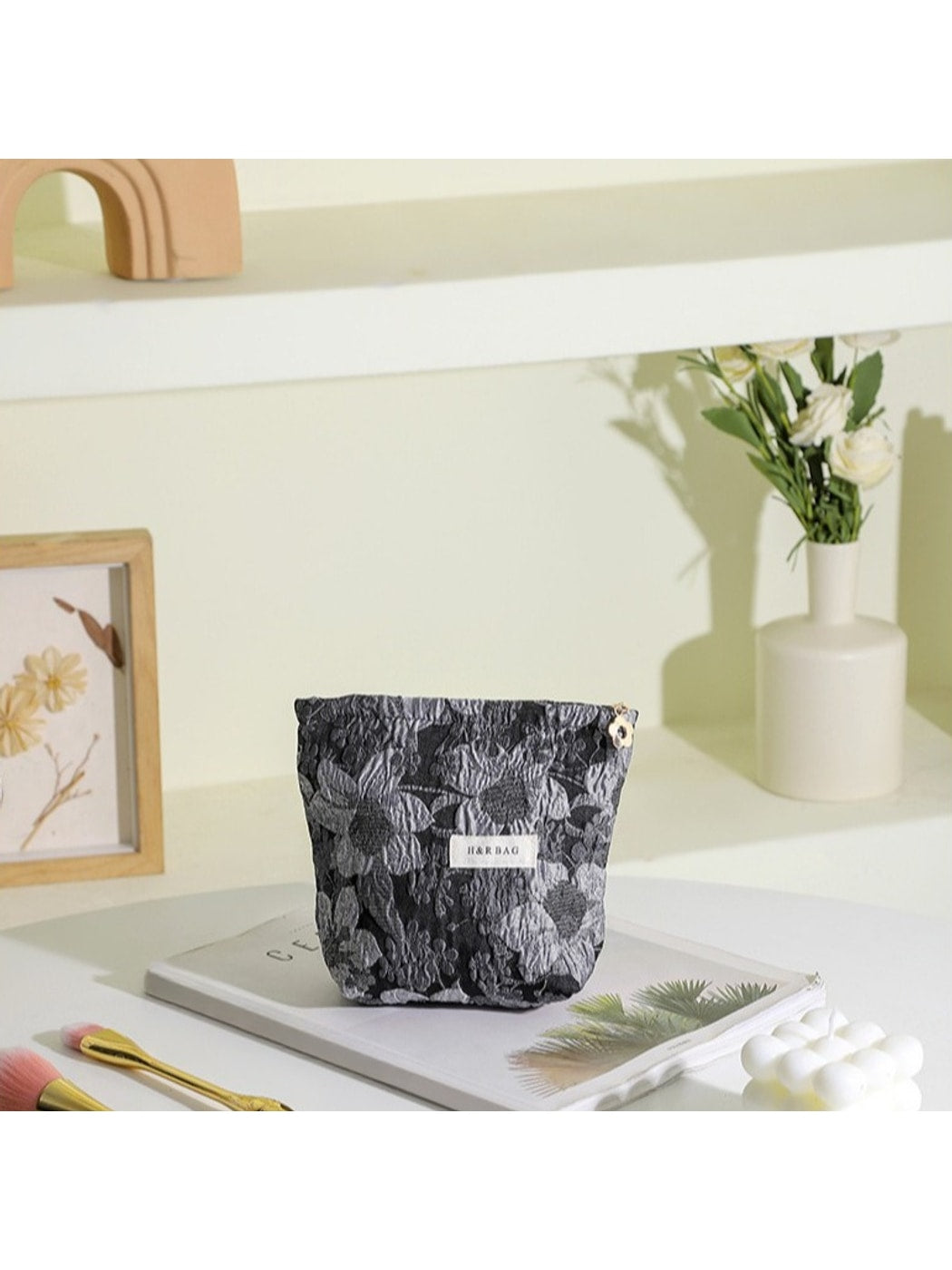 Cosbai - Floral Jacquard Toiletry Bag Cosmetic Pouch