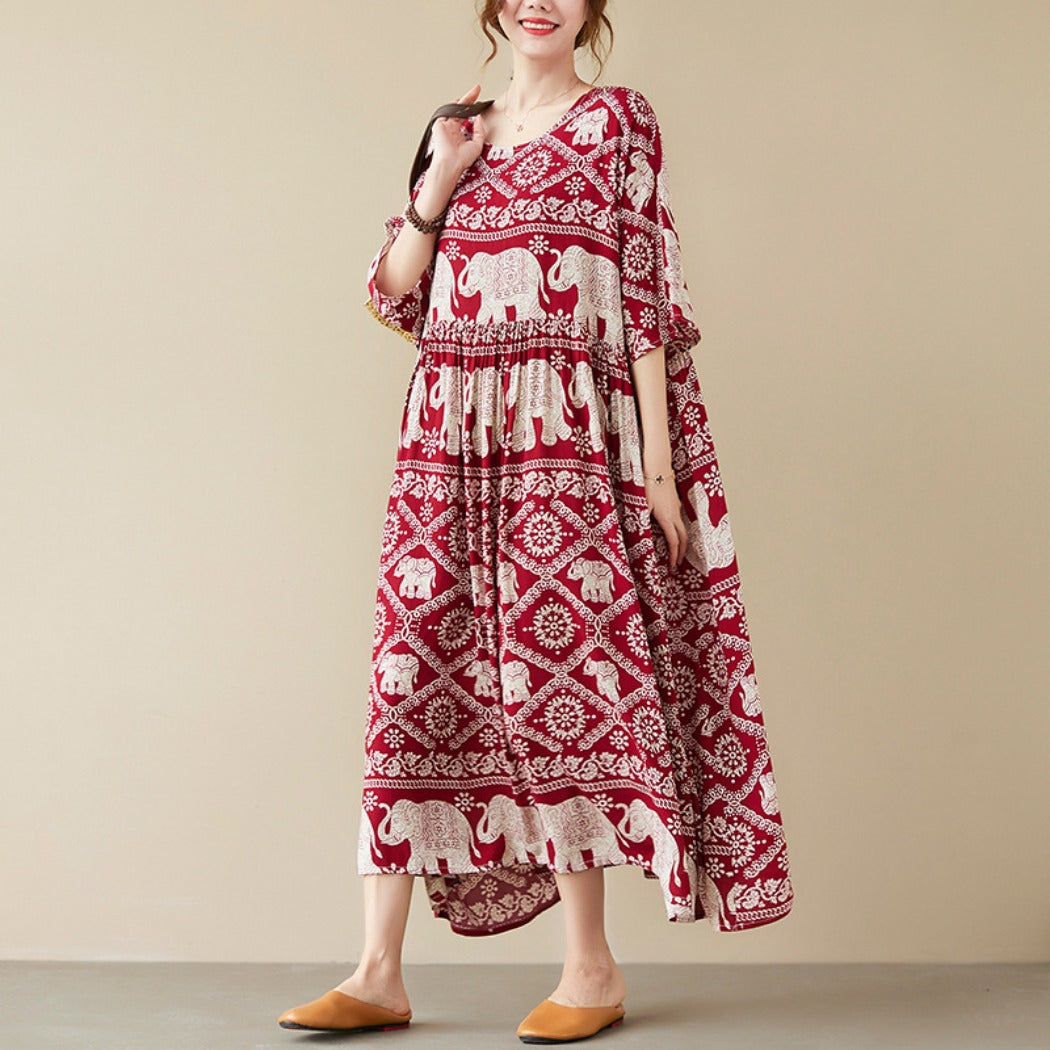 Troposa - Plus Size Boho Dress with Pockets