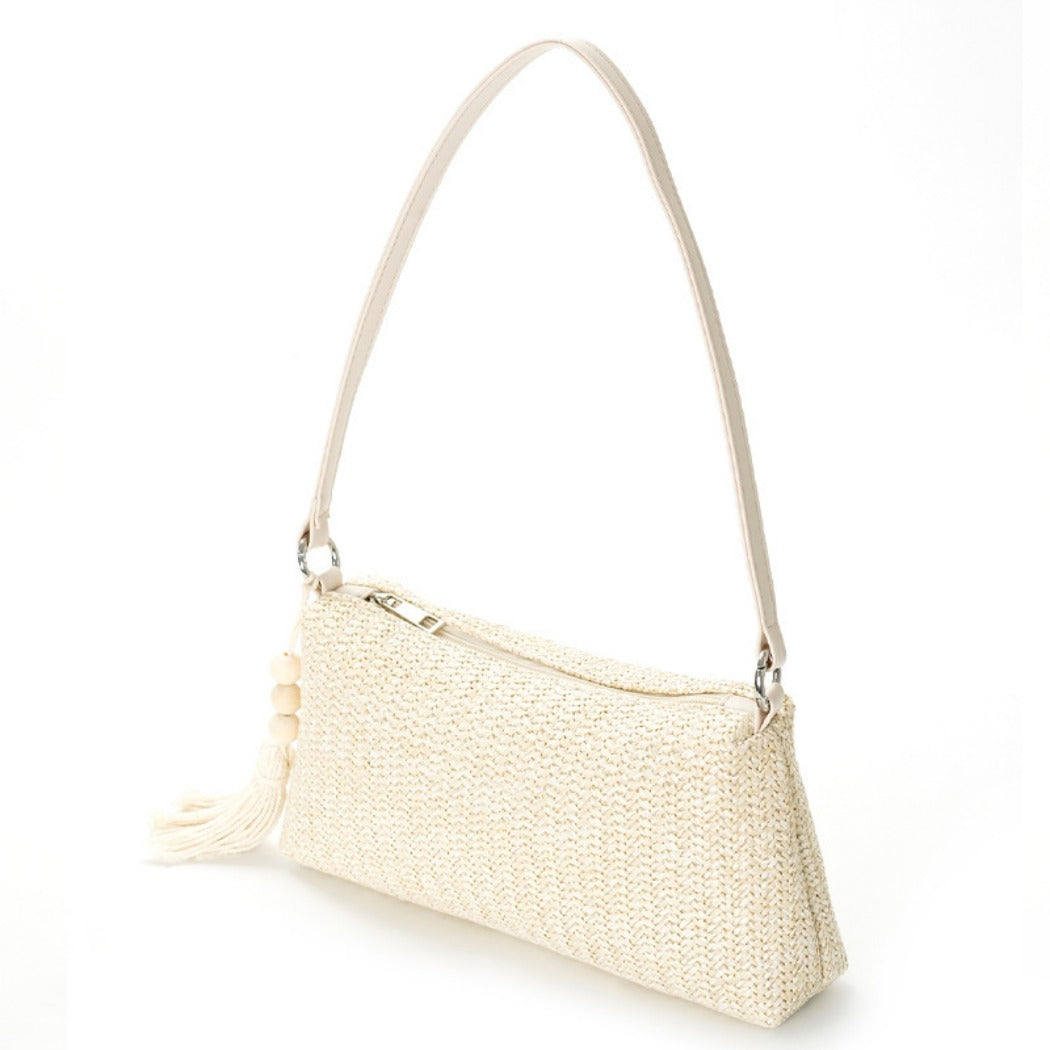 Cosbai - Beige Boho Shoulder Bag With Tassel