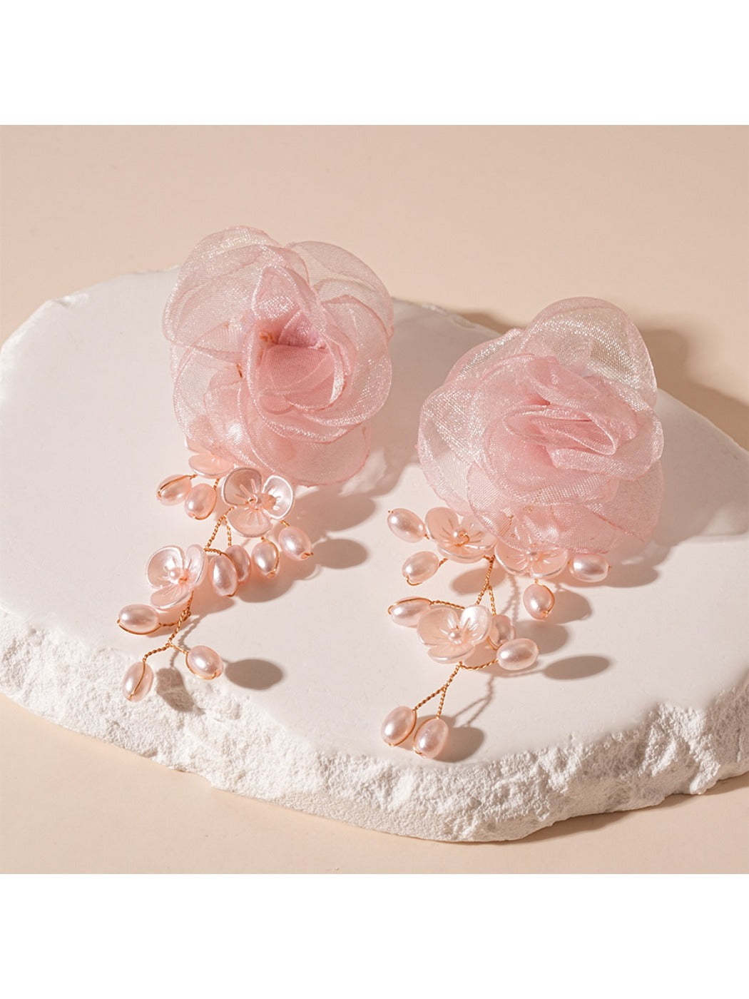 Earwish – Pearl Lace Blossom Tassel Earrings