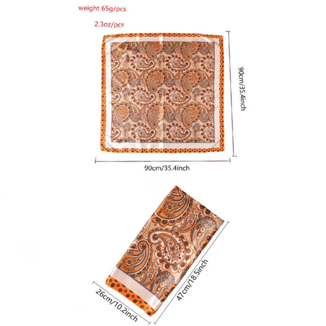 Scarvii - Vintage Paisley Orange Blue Square Scarf