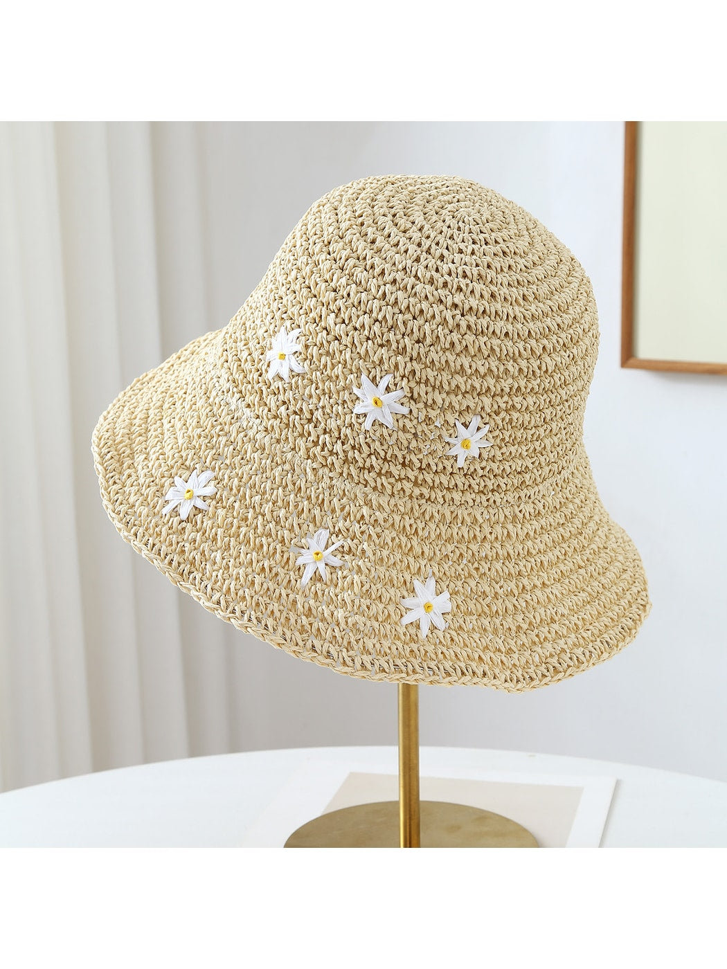 Haila - Floral Embroidered Wide Brim Women's Sun Hat