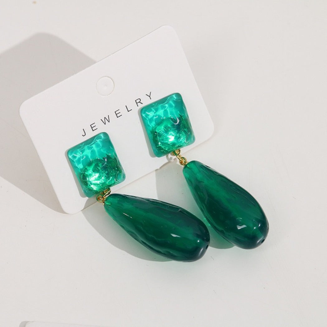 Vintage Green Teardrop Earrings