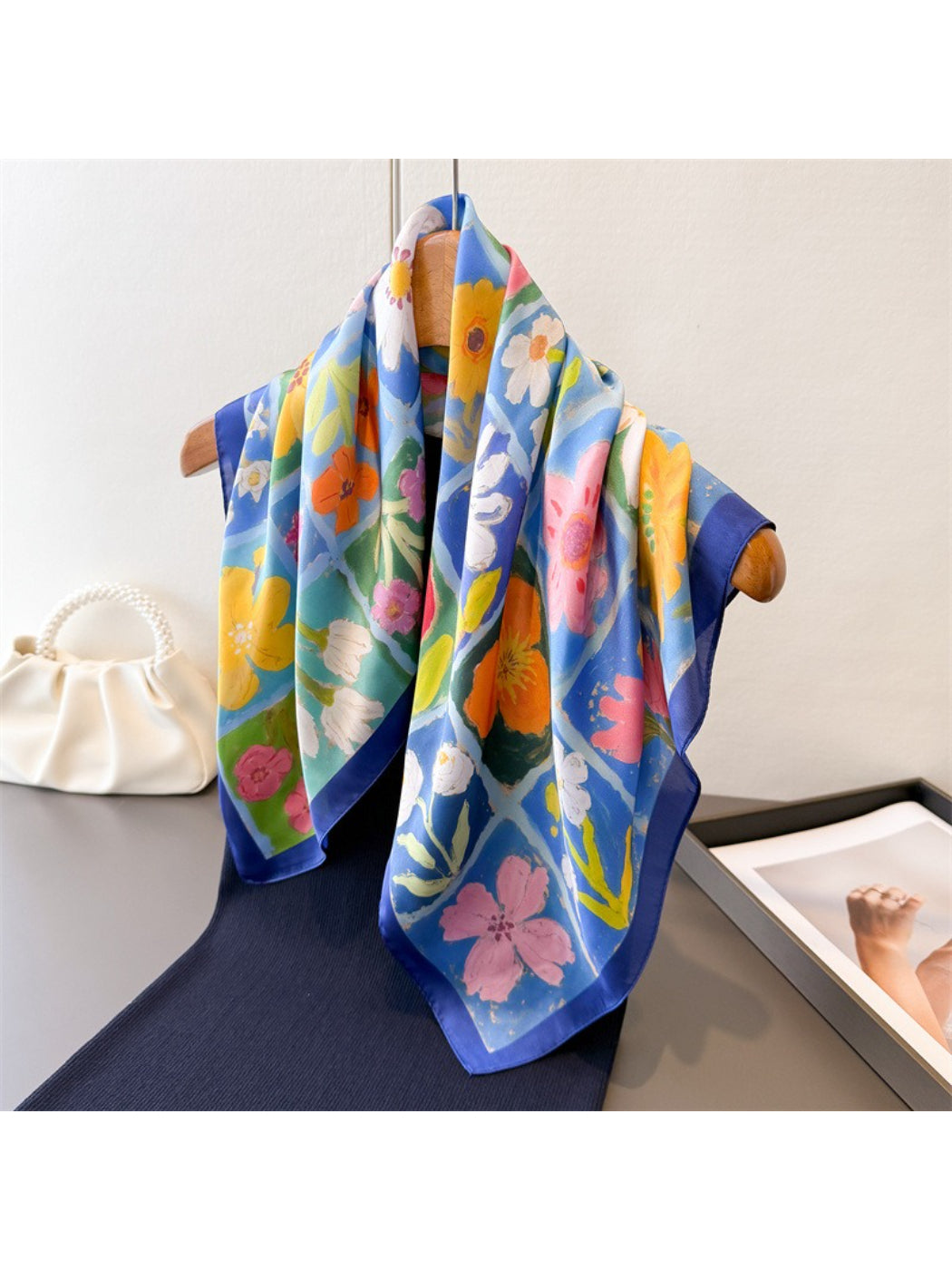 Scarvii - Romantic Floral Panel Border Print Scarf