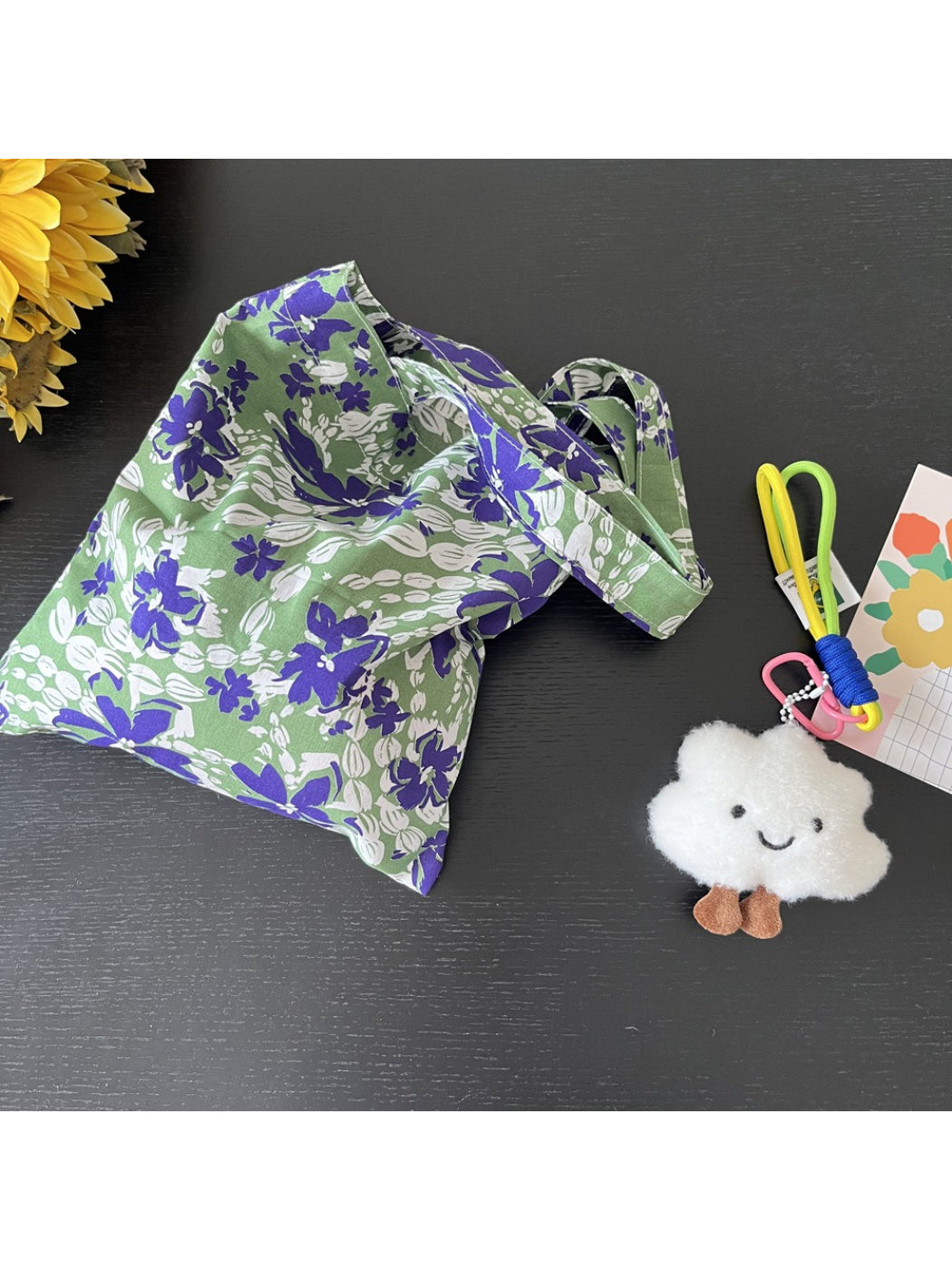 Cosbai Soft Botanical Shopper Bag folded flat to show its soft, flexible material