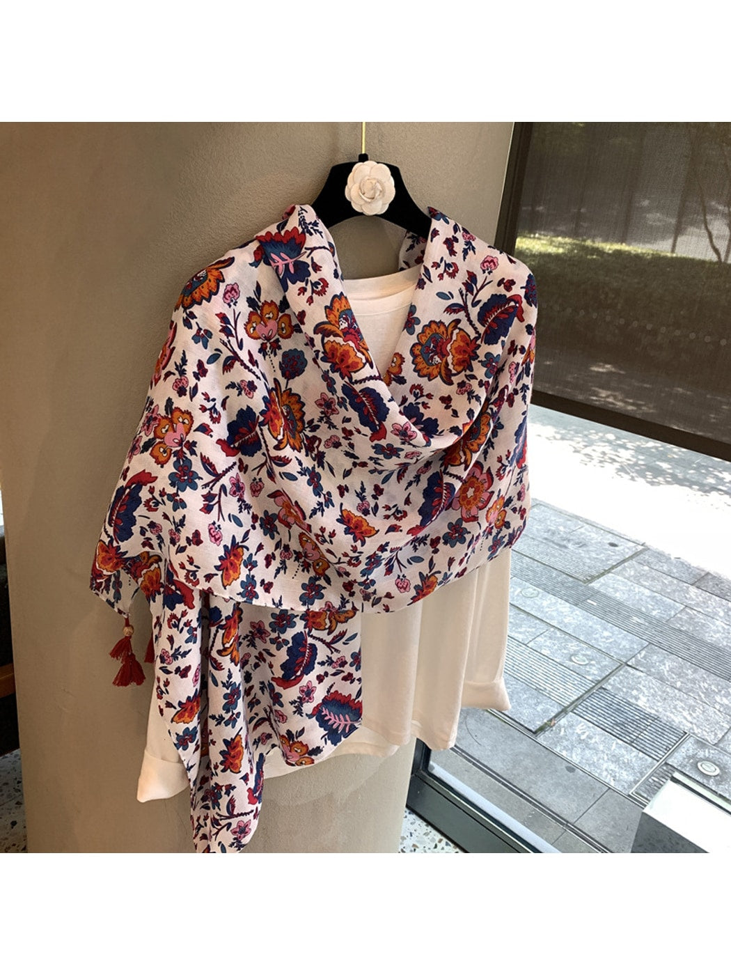 Scarvii - Floral Tassel Printed Everyday Shawl Scarf