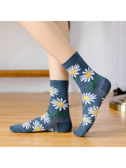 Rufia - Vintage Garden Floral Knit Crew Socks