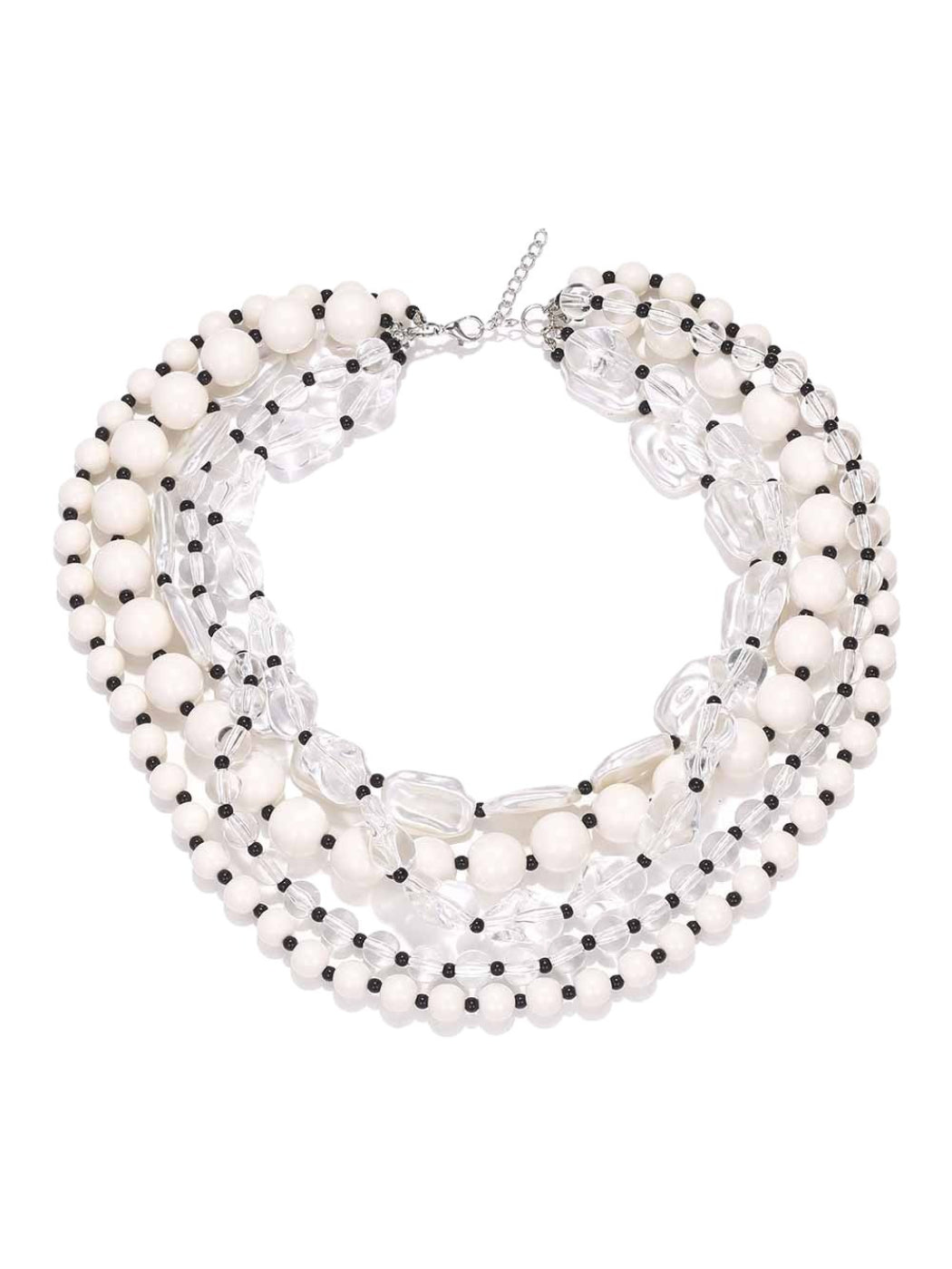 Neckit layered bead necklace with crystal detail arranged in a circular shape