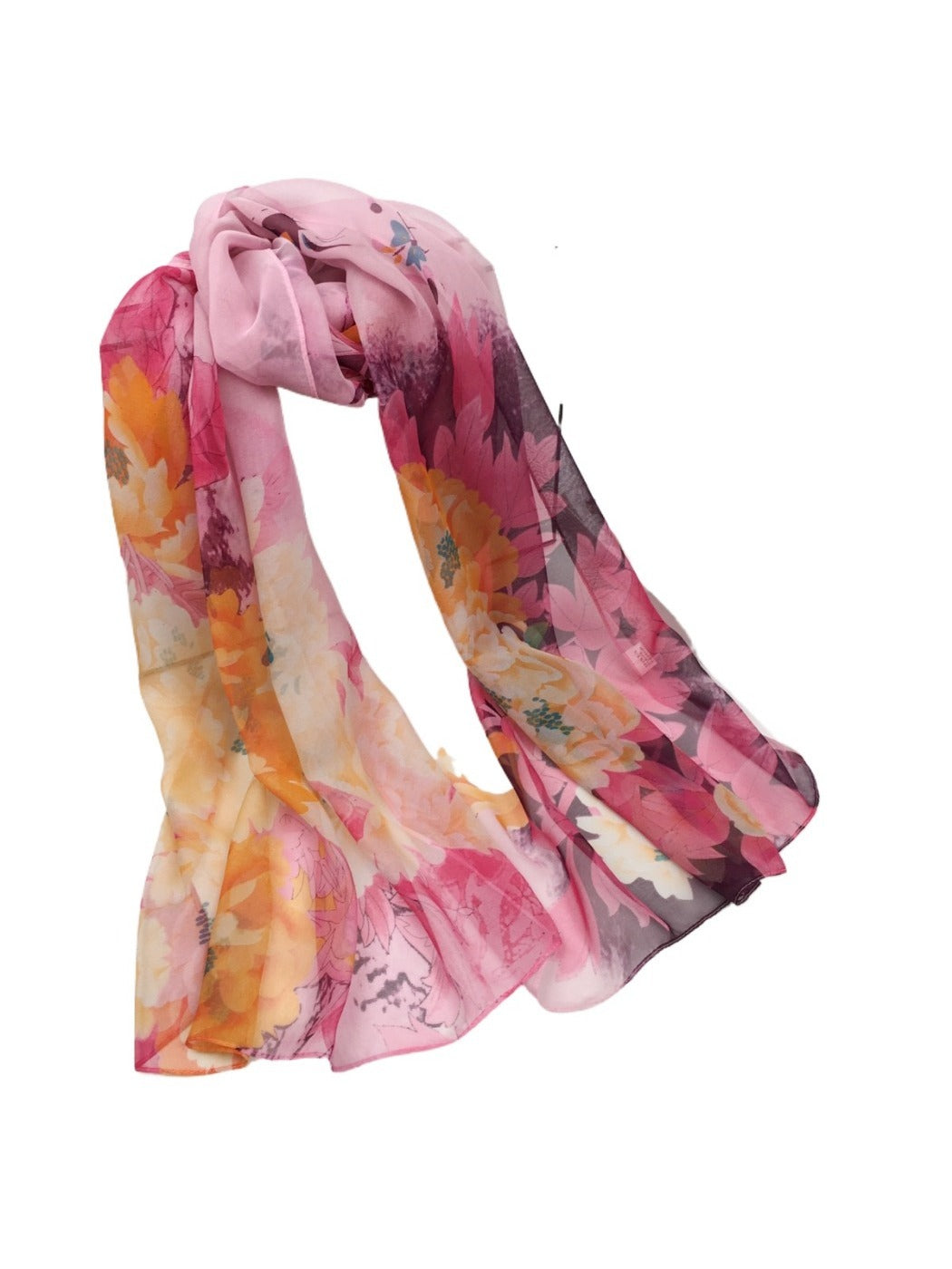 Scarvii - Vibrant Peony Print Scarf - Light & Feminine