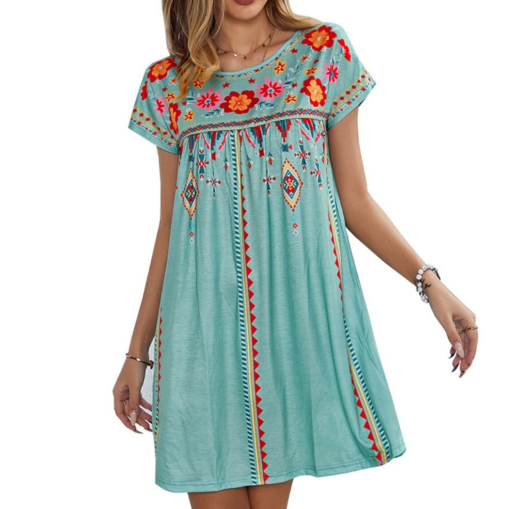 Troposa - Flowy Boho Print Dress for Everyday Wear