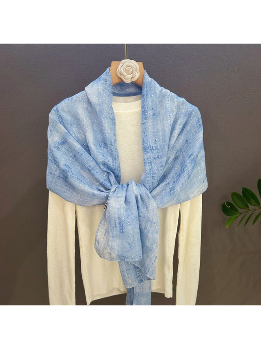 Scarvii - Elegant Light Blue Shimmer Dot Scarf
