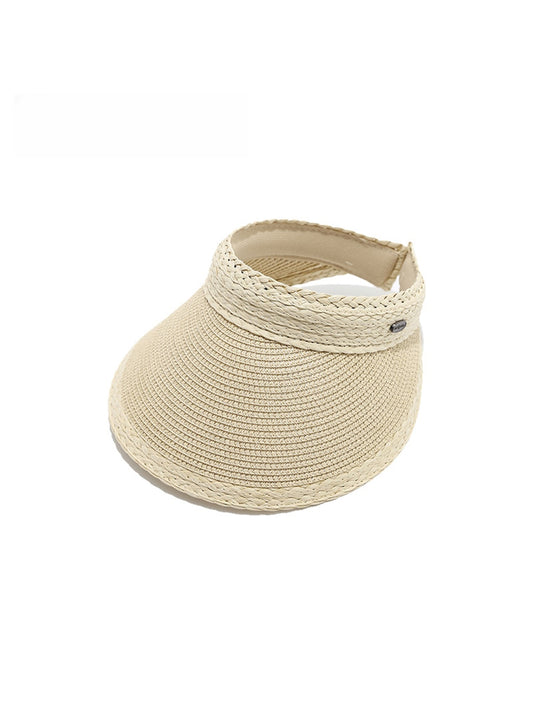 Haila - Solid Color Weave Style Wide Brim Visor Cap