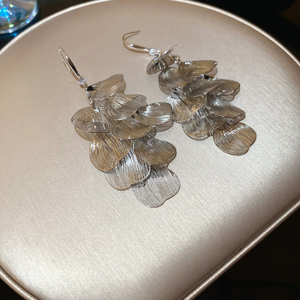 Earwish - Hollow Floral Fringe Earrings - Delicate & Shiny