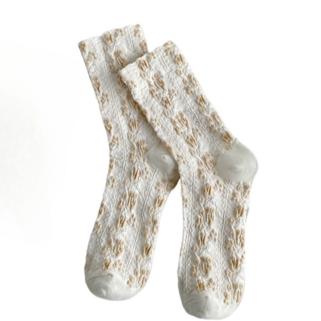 Rufia - Women's Floral Print Mid-Calf Socks - Vintage & Classic