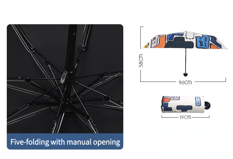Tetris Pattern Folding Travel Umbrella for Sun and Rain