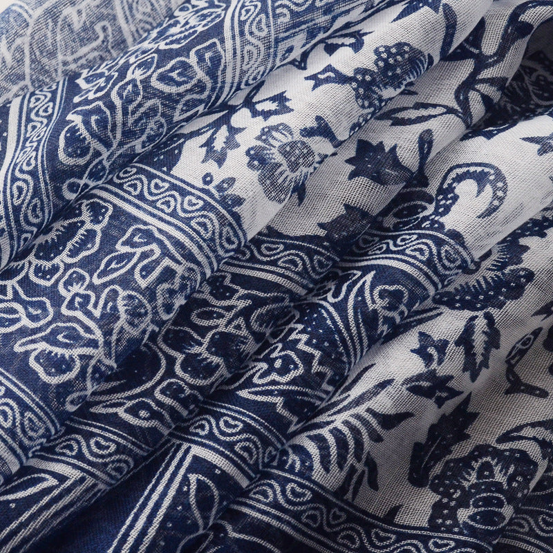 Navy Tassel Scarf 70.8"x35.4"