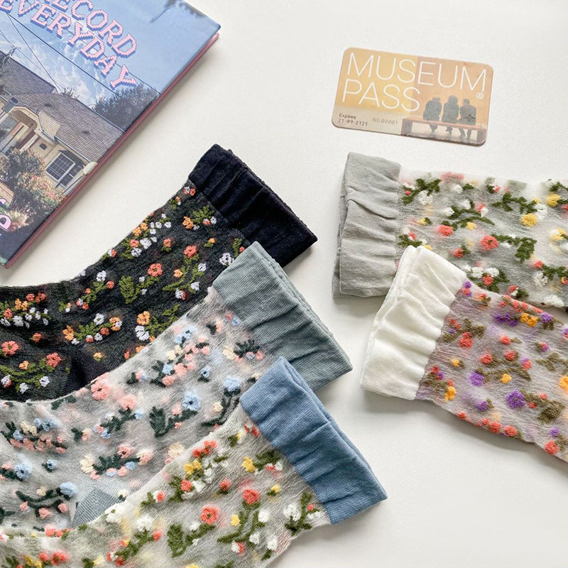 Rufia - 5 Pairs Floral Patterned Socks