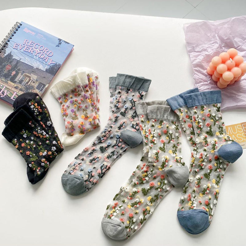 Rufia - 5 Pairs Floral Patterned Socks